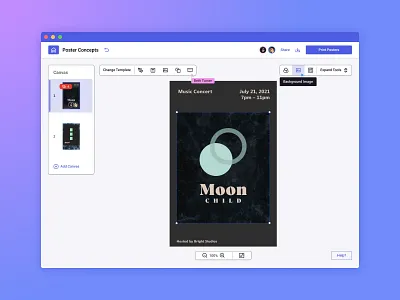 Poster App Builder app artboard builder canvas collaboration concepts images marketers posters print templates tool uiux