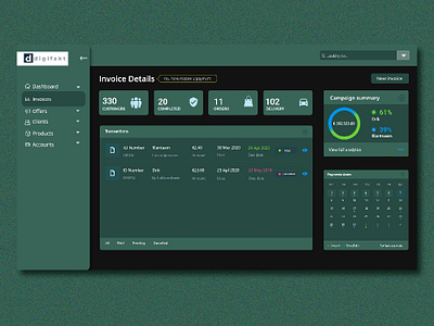 Dashboard dashboard design digital flat invoice minimal ui web webdesign website