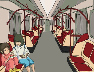 Spirited away anime chihiro digital digital art digitalilustration haku metro poster spirited away