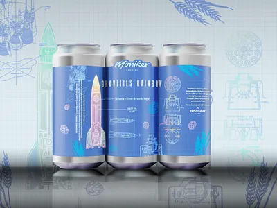 Gravities Rainbow Hazy IPA Label beer art beer branding beer can beer can design beer label beer label design blueprint brand identity branding can mockup craft beer drink labels graphic design hops illustration label design label packaging logo design packaging design rocketship