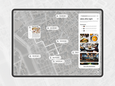 Interactive map, restaurants glass map maps minimal profile restaurant ui uiux