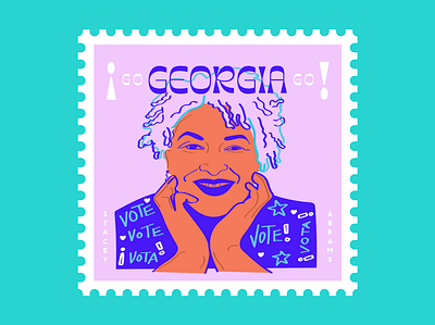 Stacey Abrams art color design drawing election georgia illustration stamp stars usa vota vote