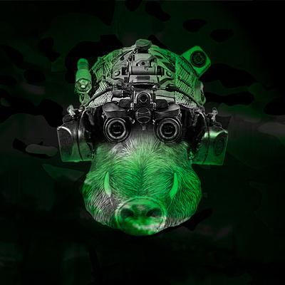 HOG Defense black white graphic helmet hog illustration night nightvision vision