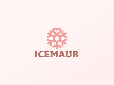 Icemaur air conditioning branding cold crystal food heart ice cream logo logotype love minimalism nature snowflake winter