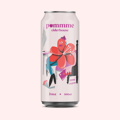 Rosé Expose #2 alcohol character cider colorful flat hard cider illustration illustrator packaging packaging design procreate procreate app procreate art product product design product packaging