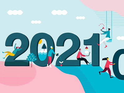 2021 2021 blog blue collaboration flat happy new year illustration proposify sales web work