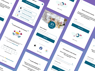 SN Eventos app - Login, login social, cadastro app ui ux
