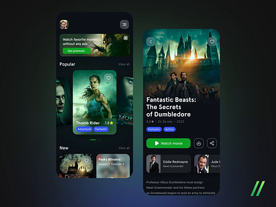 Movie App android app animation app cinema design design ui interaction interface ios mobile live mobile movie movie app online streaming trend ui uiux ux