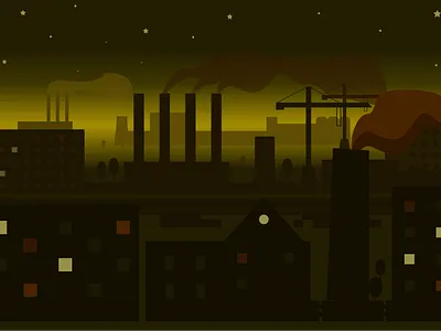 Industrial Vibe city dark houses illustration industrial landscape postcard smoke