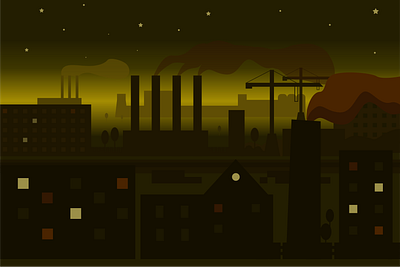 Industrial Vibe city dark houses illustration industrial landscape postcard smoke