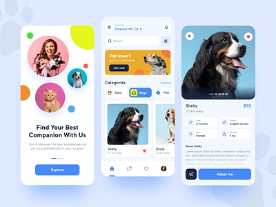 Fluffy - Pet Store App app application bark design dog dog house doggy mobile app mobile app development company paws pet pet store pets puppy store ui design uiux