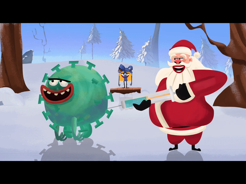 New year 2021 animation cartoon character christmas covid19 dance funny happy illustration jungle loop new year red santa