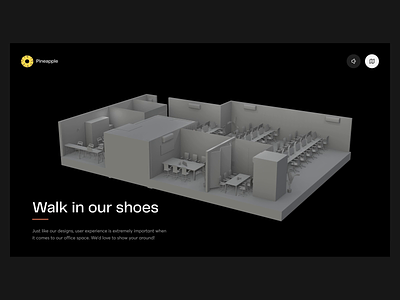 Pineapple 3D Office Tour 3d animation design motion ui uiux ux uxui
