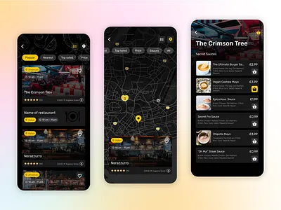 Gaston app bar branding cafe delivery dinner discount drinks eat food foodmap ios lunch pasta restaurant seafood toprated ui ux vegan