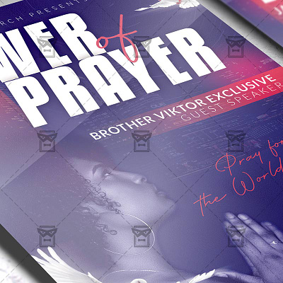 Power of Prayer - Flyer PSD Template christmas service church conference church event gospel night prayer flyer sunday service worship event worship event