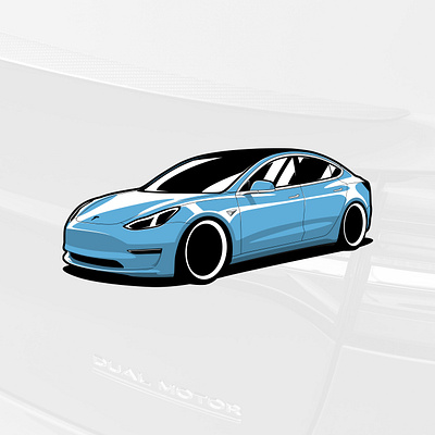 Tesla Model 3 artwork auto automobile design drawing graphic graphicdesign illustration logo vector