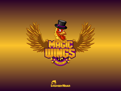 Magic Wings logo cartoon cartoon art cartoon character cartoon illustration cartoon logo cartoon mascot character design chicken chicken wings fast food fried chicken logo mascot mascot design wings