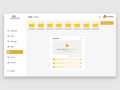 JapaConsults - File Upload dashboard document education file files folder section ui upload