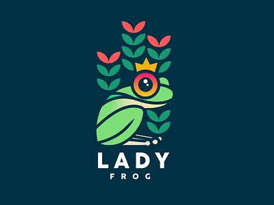 LADY FROG diseño de logo diseño plano icono ilustración ilustrador logo logo logodesign design logodesign design brand logotipo marca tipografía vector