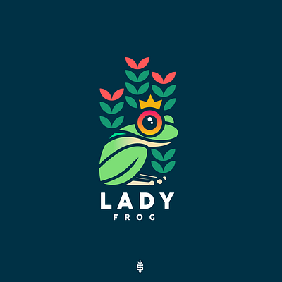 LADY FROG diseño de logo diseño plano icono ilustración ilustrador logo logo logodesign design logodesign design brand logotipo marca tipografía vector