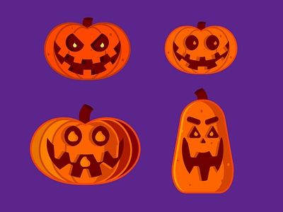 Pumpkin cute design flat halloween illustration minimal orange pumpkin purple vector vector art vector illustration vectorart