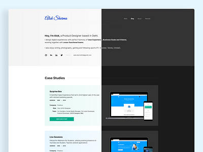 Personal Website Homepage dark portfolio portfolio website product design uxdesign web