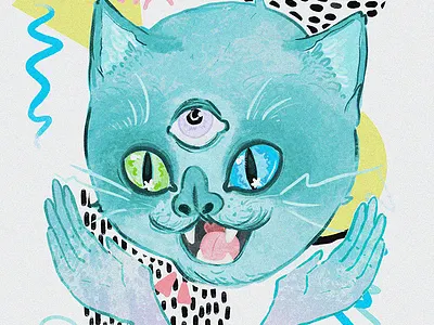 The 90's was totally the cats meow 90s art cats esoteric fun illustration photoshop texture