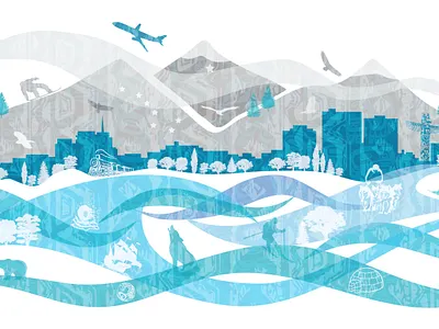 Anchorage Winter Olympics Mural brand identity digital art illustration