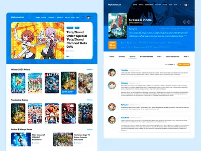 MyAnimeList - Website Redesign anime design minimal ui ux web website