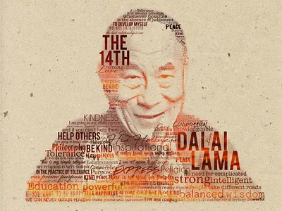 14th Dalai Lama Typography Art digital art typogaphy word cloud