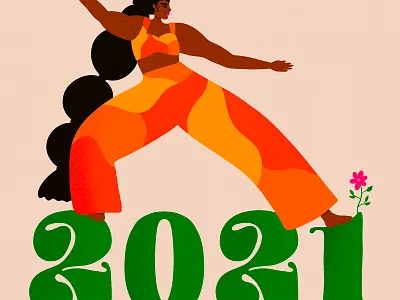 ✧ happy new year ✧ 2021 balance colors empowered energy flower hair handlettering movement new year powerful woman