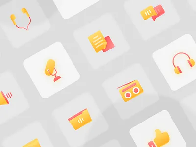 Podcast Icon Set app design flat icon icondesigner iconset illustration illustrator podcast podcast logo ui vector website