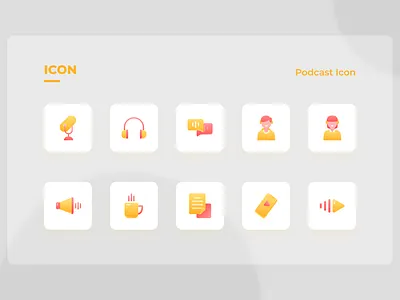 Podcast Icon Set app design flat icon icondesigner iconfreelancer iconset illustration illustrator podcast podcast logo vector website