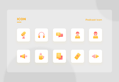 Podcast Icon Set app design flat icon icondesigner iconfreelancer iconset illustration illustrator podcast podcast logo vector website