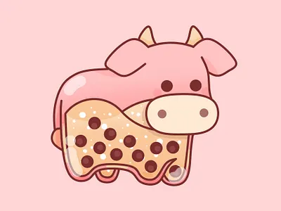 Cow animal boba bubbletea chinese new year cow cute design graphic illustration kawaii kid lunar new year minimal ox zodiac zodiac sign