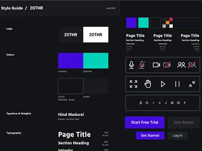 2GTHR - Elements of Style Guide, Color Palette, Iconography branding buttons color palette dark fonts icons style guide typography