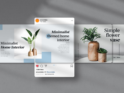 Instagram Carousel Design banner ads branding carousel decoration design header instagram interior minimal plants poster social media vase