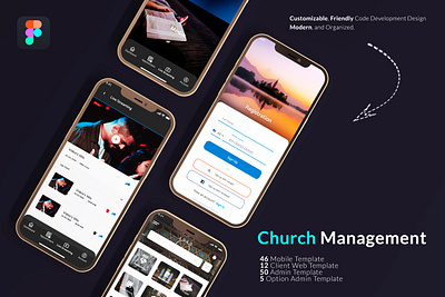Church Management App app design figma figmadesign icon typography ui ux web website