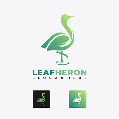 LEAF HERON logo design bird branding heron icon identity leaf logo logodesign minimal unique