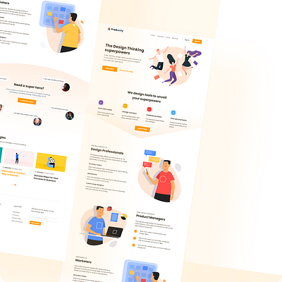 productly startup landing page branding company landing page illustraion landing page startup startups ui ux web design website design