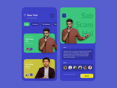 Event Booking Application comedy concept design event figma minimal mobile mobile app design