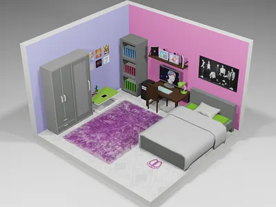 Fangirl's Room 3d 3ddesign blender3d
