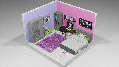 Fangirl's Room 3d 3ddesign blender3d