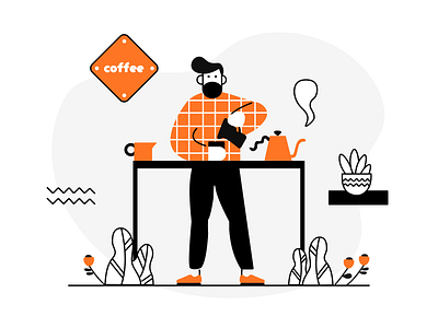 Character illustration character illustration coffee icon line illustration sketch ui uidesign uidesigner