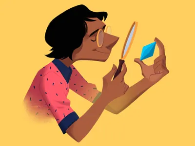 Craftsmanship craft crystal examine illustration inspect jewel magnifier