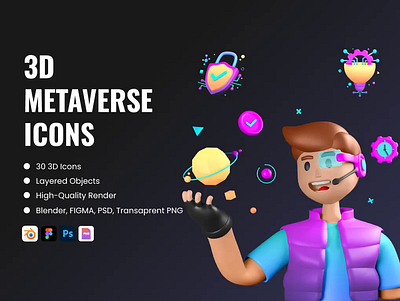 3D Metaverse Vol.2 3d branding design graphic design icon icons ui ux