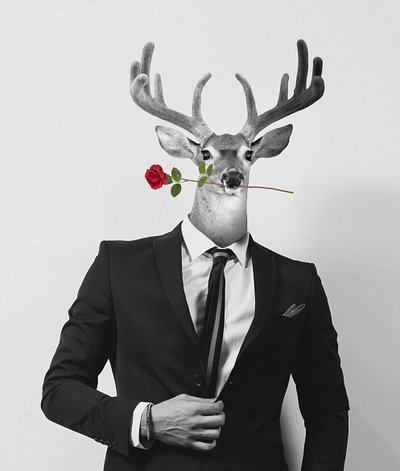 gentleman deer art deer design gentleman graphic graphic design graphicdesign photoshop rose