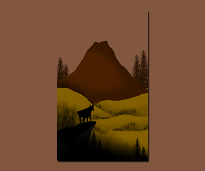 illustration of a goat and mountain view art design design illustrasi illustrasi concept illustration illustration art illustrator logo minimal vector