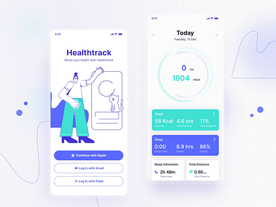 Health Track App animation app branding design flat logo minimal typography ui ux