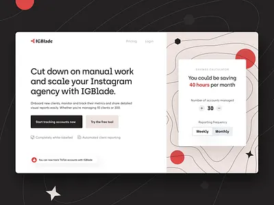 IGBlade- Social Media Analytics Tool Website Design conversion rate optimisation home page homepage homepage design india landing design landing page landing page design marketing site marketing website saas saas app saas design saas landing page saas website visual design web design webflow website website design